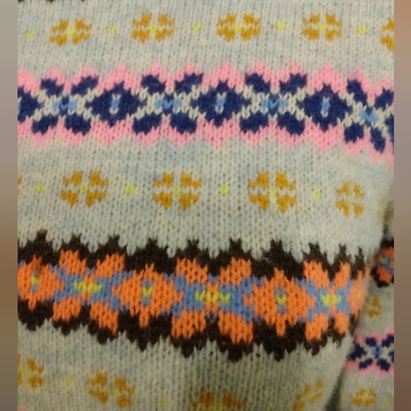 J.Crew Nordic Ski Fair Isle Lamb Wool Sweater Multicolor Stripe Preppy Pullover - Picture 2 of 10